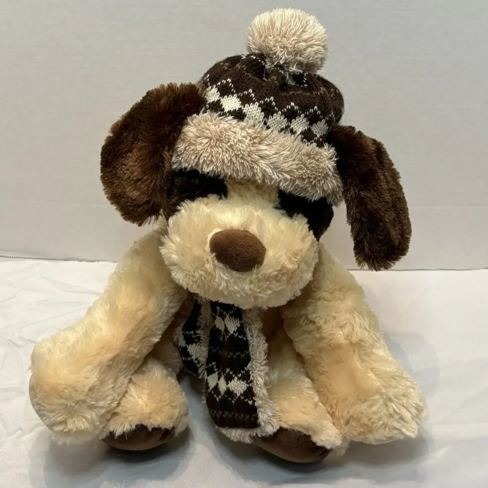 Hugfun International Kowloon Hong Kong Dog Plush Tan Brown Winter Hat Scarf 12" - Picture 2 of 10